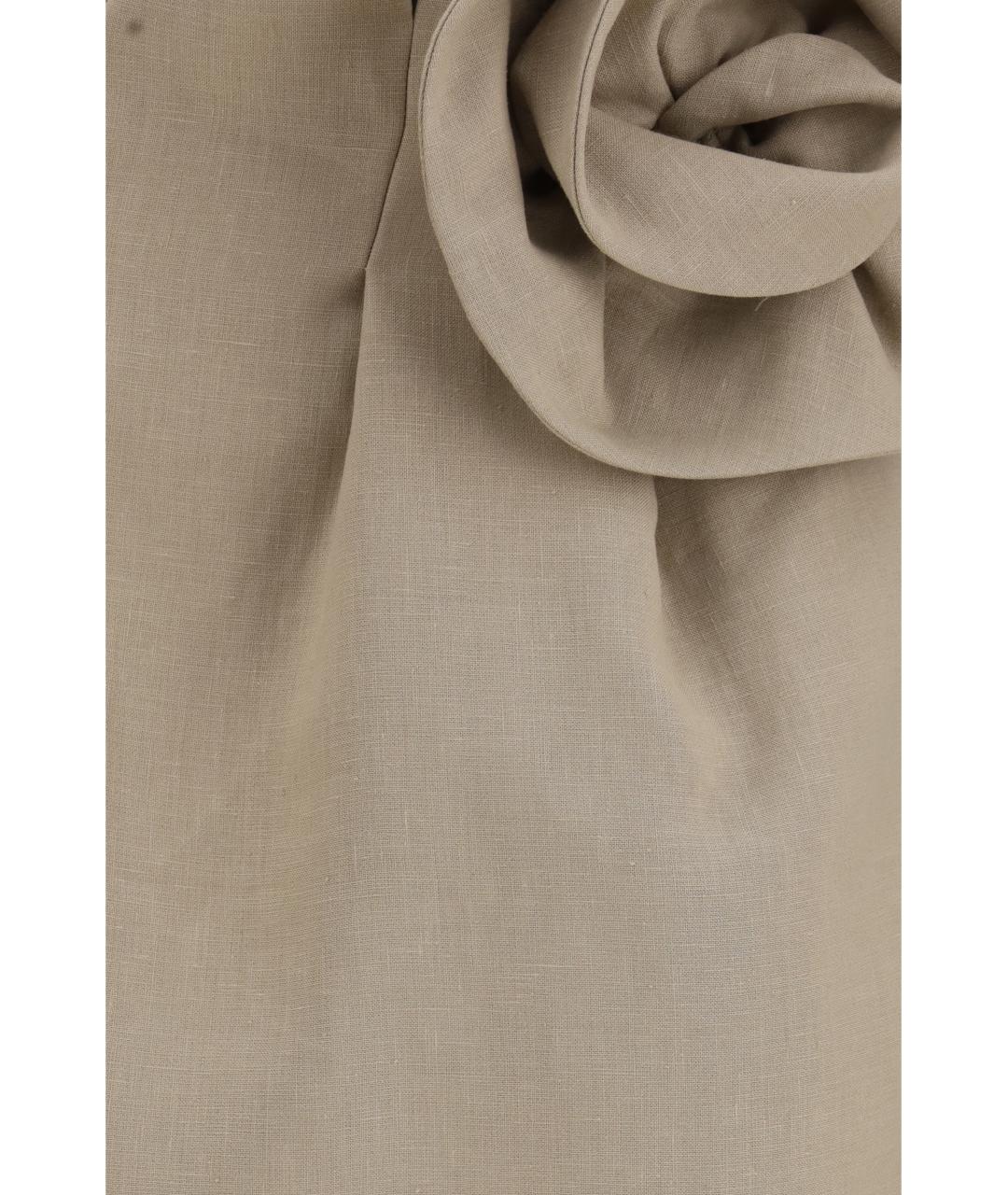 MAGDA BUTRYM Бежевая льняная юбка мини, фото 3