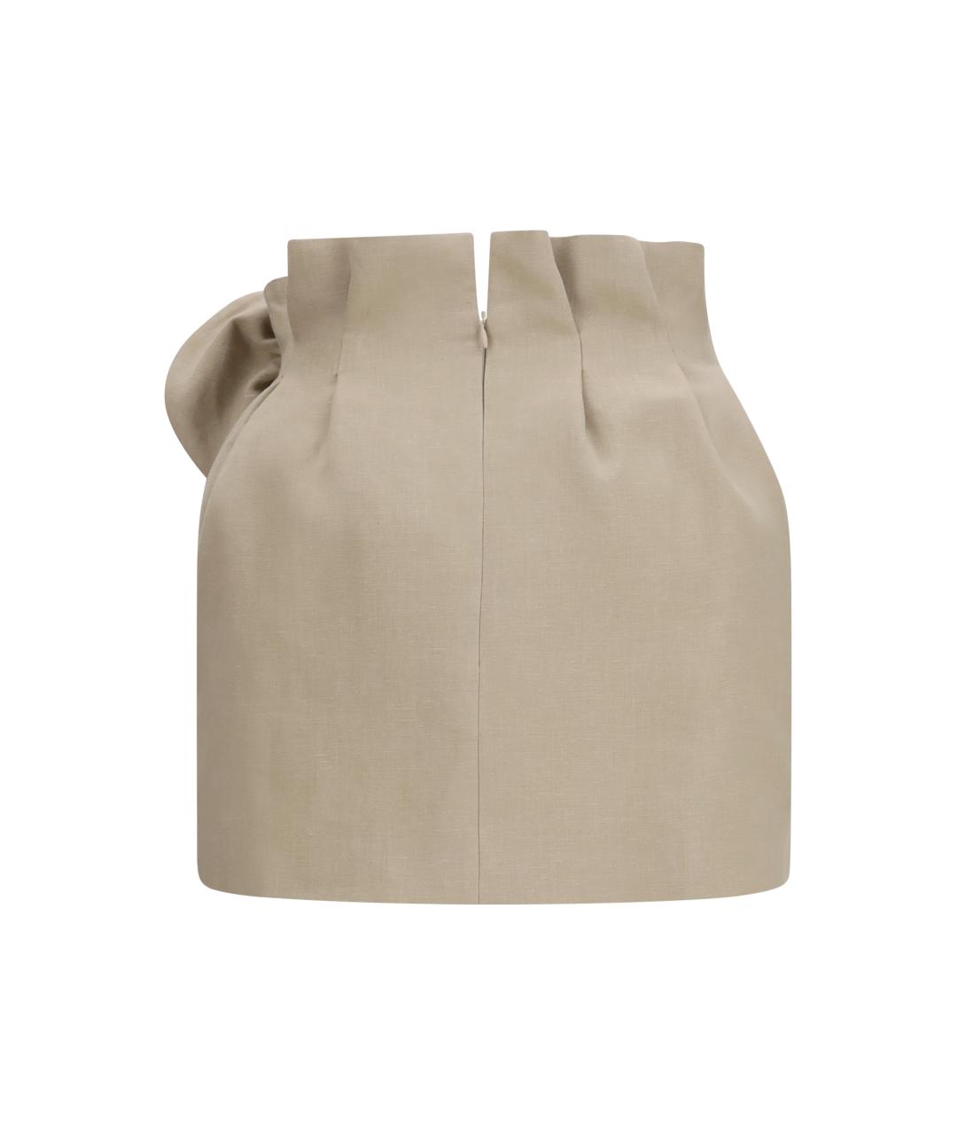 MAGDA BUTRYM Бежевая льняная юбка мини, фото 2