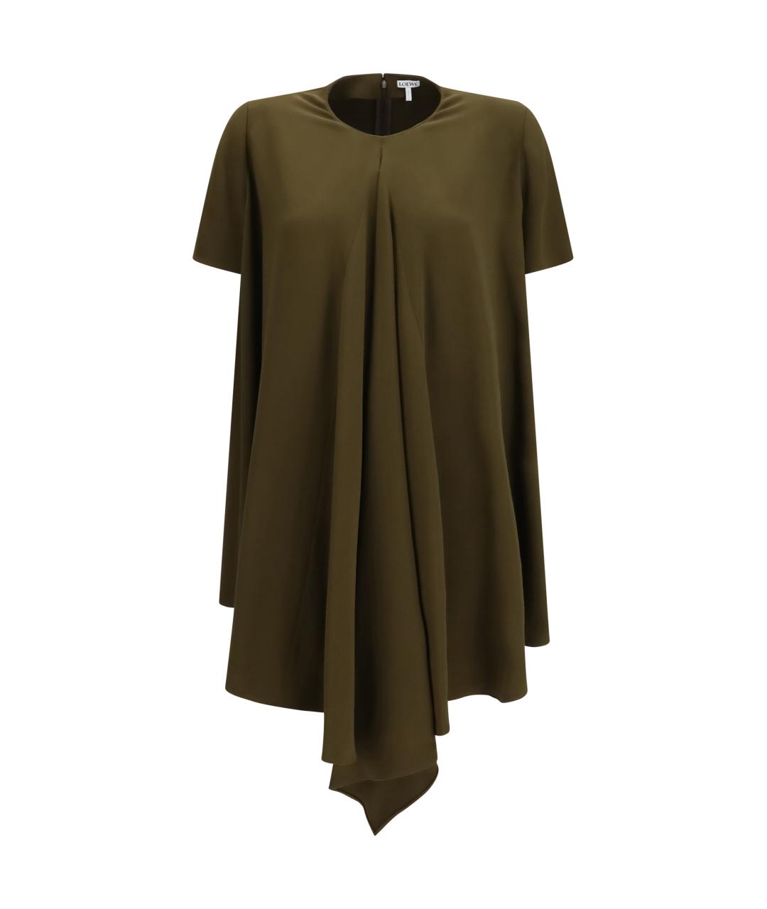 LOEWE Хаки вискозное повседневное платье, фото 1