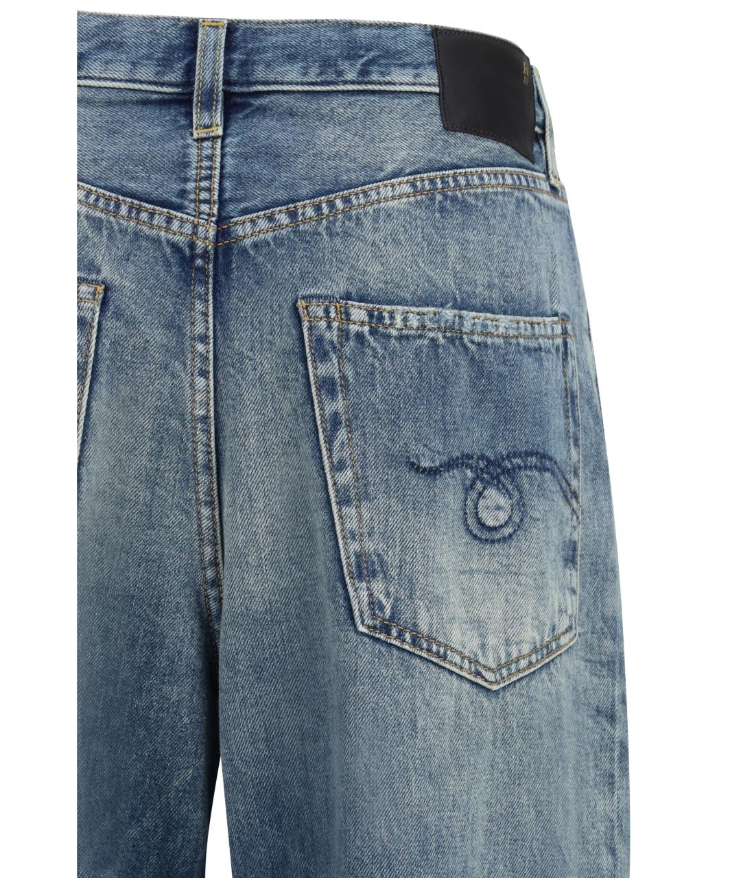 R13 Синие хлопковые прямые джинсы, фото 3