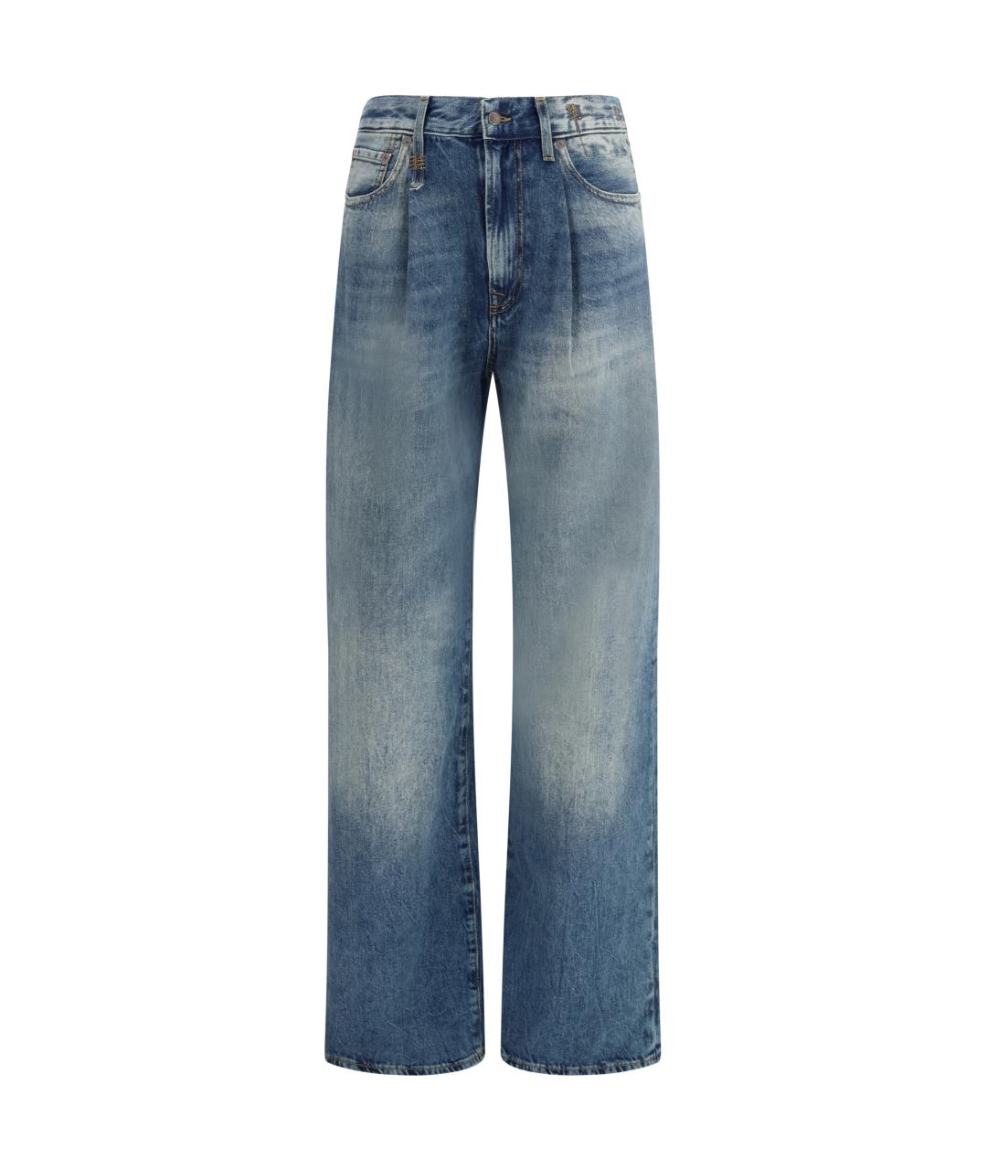 R13 Синие хлопковые прямые джинсы, фото 1