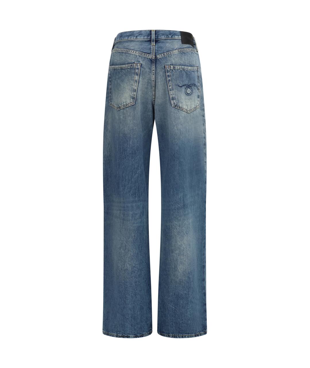 R13 Синие хлопковые прямые джинсы, фото 2