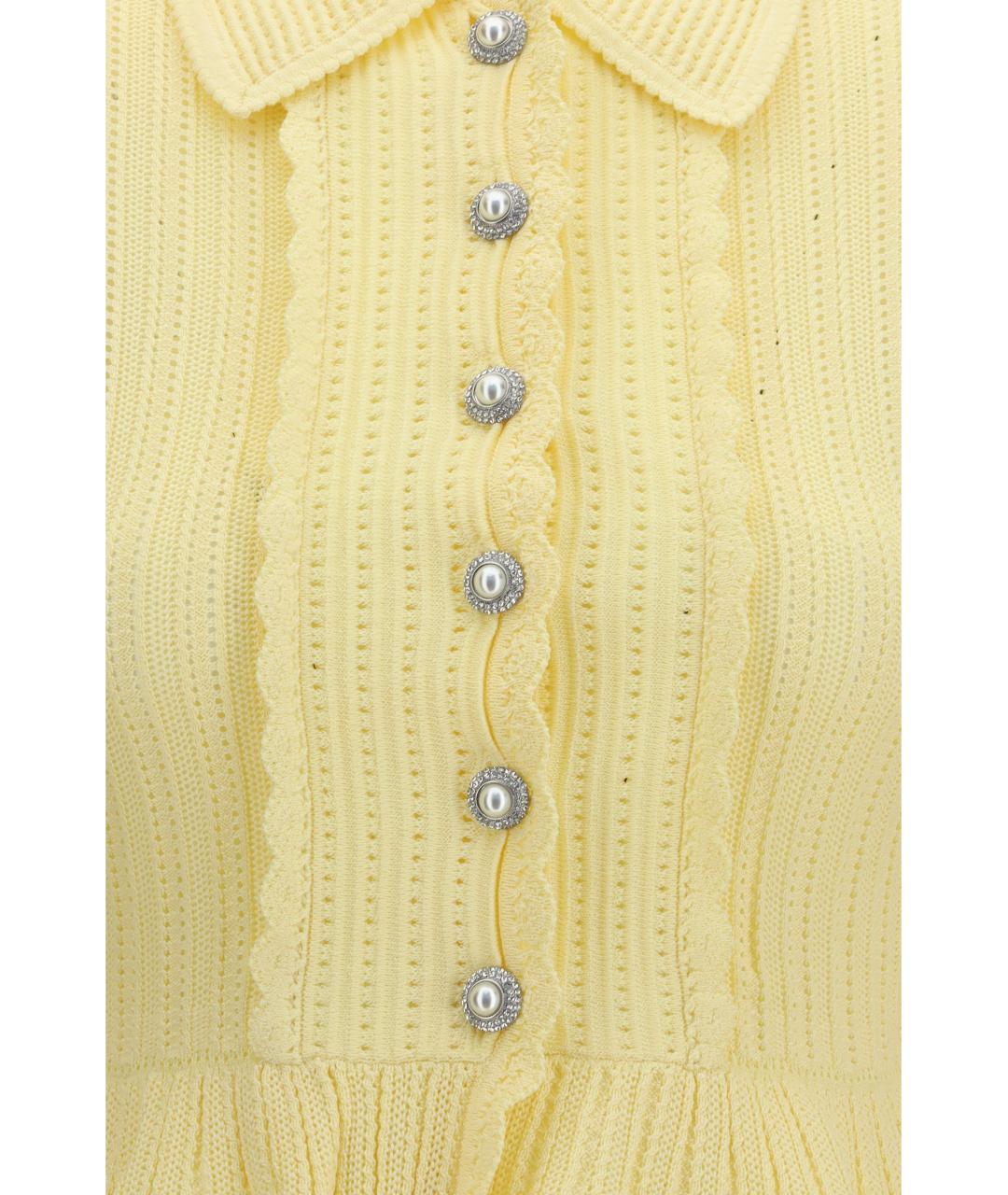 SELF-PORTRAIT Желтый вискозный кардиган, фото 3