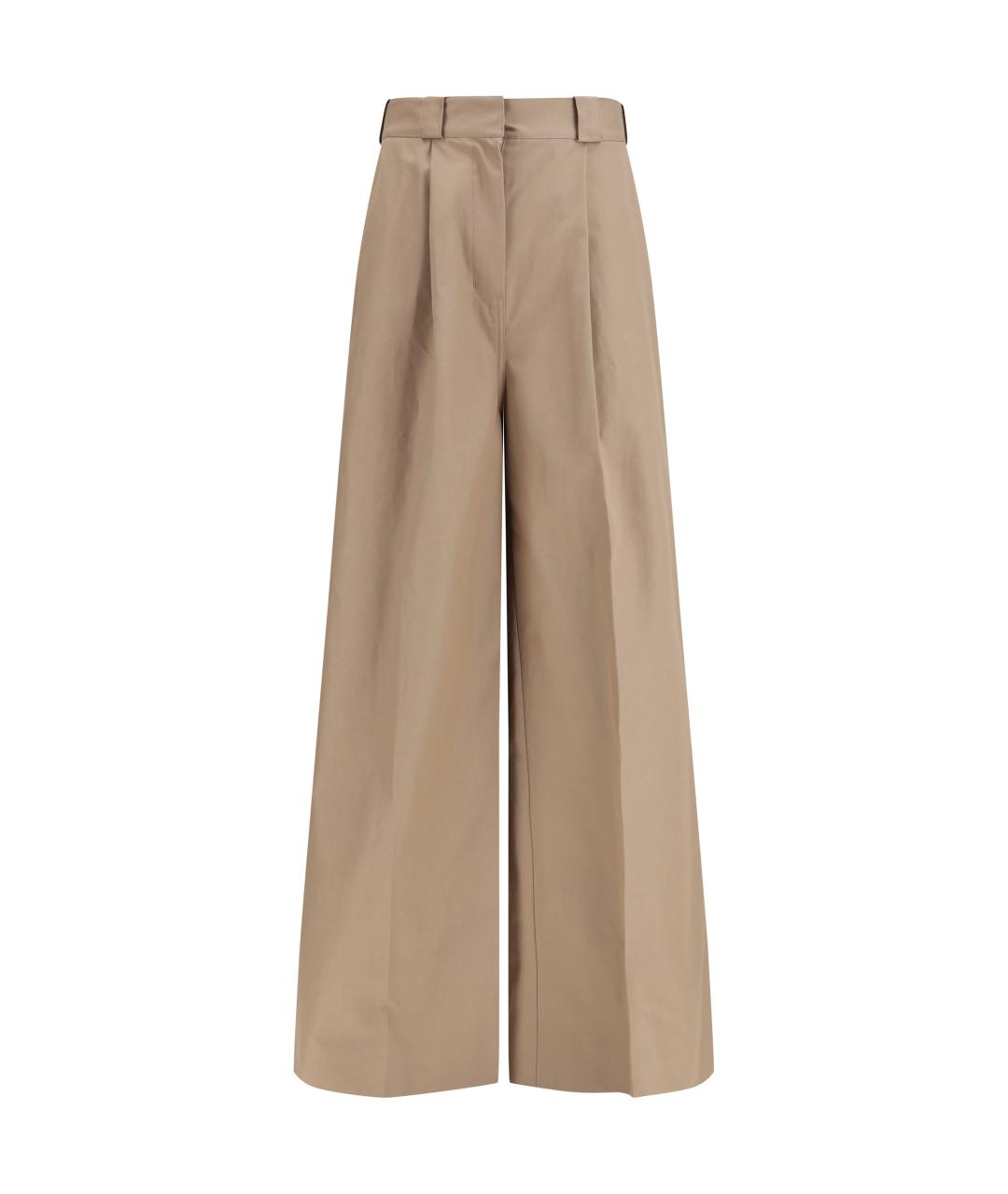 BALENCIAGA Бежевые хлопковые брюки широкие, фото 1
