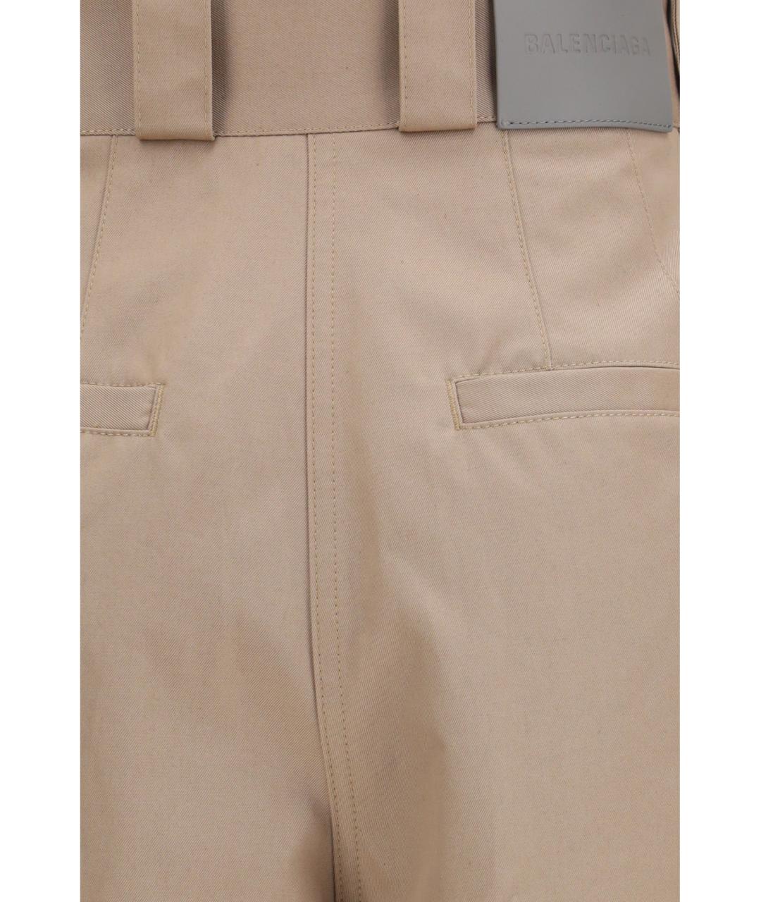 BALENCIAGA Бежевые хлопковые брюки широкие, фото 3
