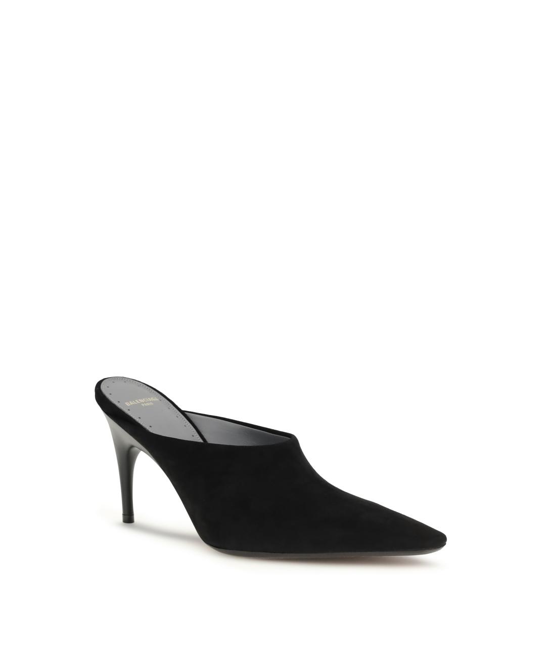 BALENCIAGA Черные кожаные мюли, фото 2