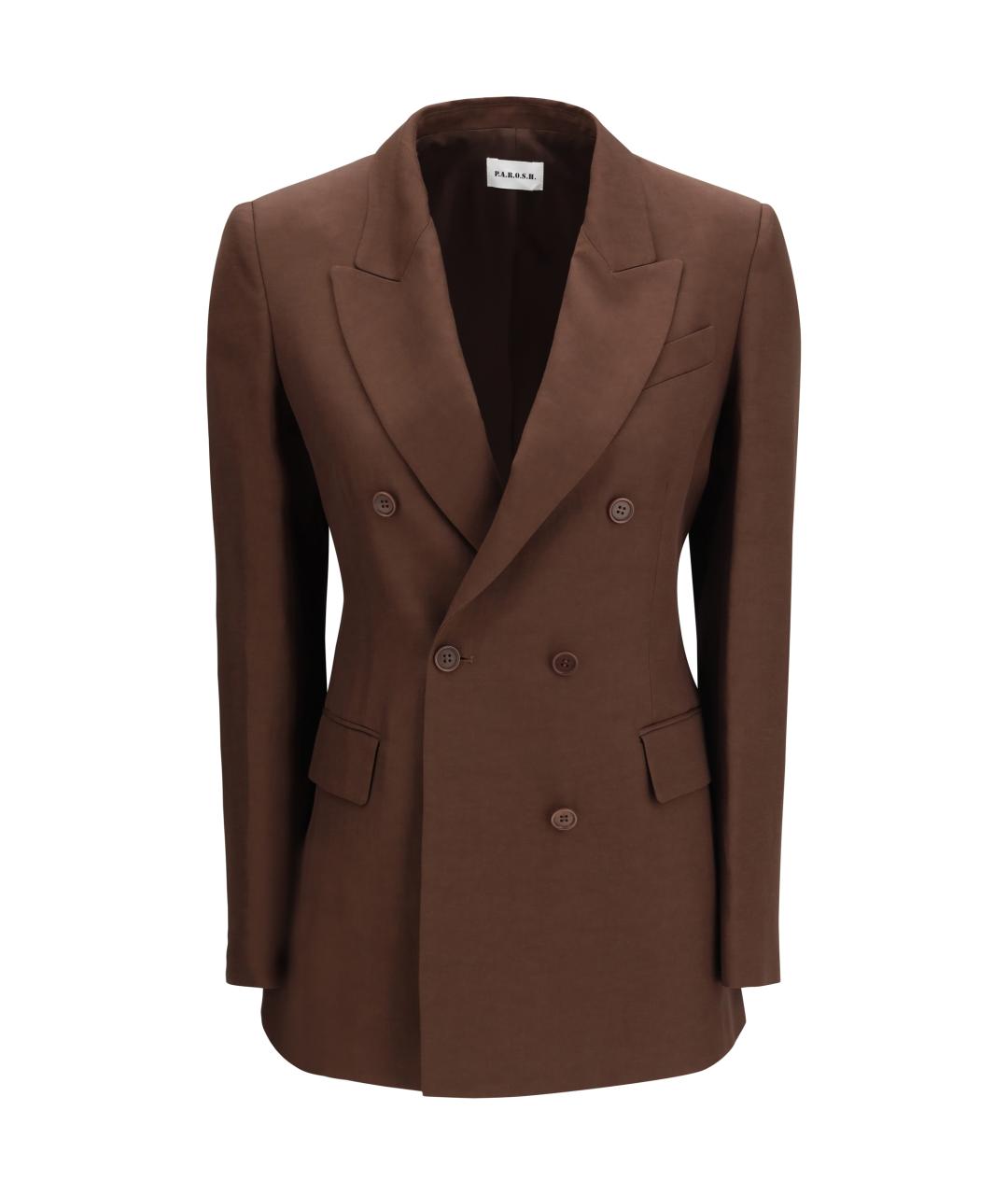 P.A.R.O.S.H. Коричневый хлопковый жакет/пиджак, фото 1