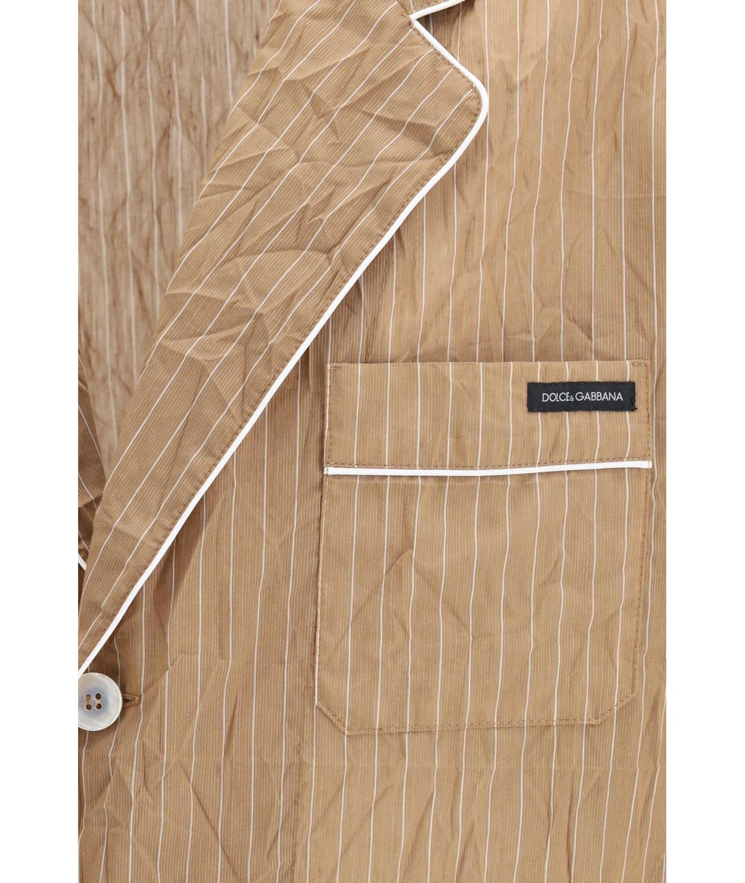 DOLCE&GABBANA Бежевая льняная кэжуал рубашка, фото 3