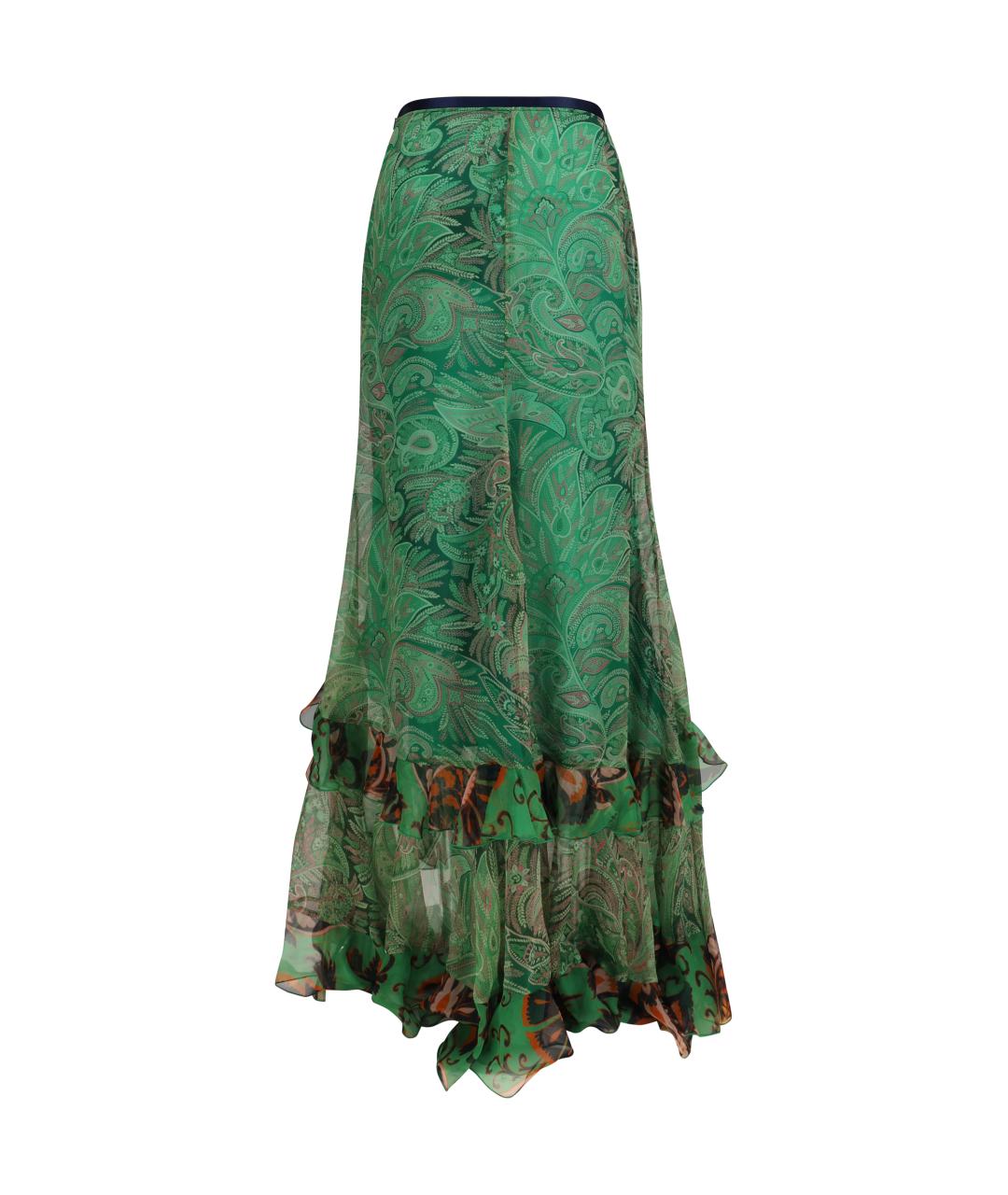 ETRO Зеленая шелковая юбка макси, фото 2