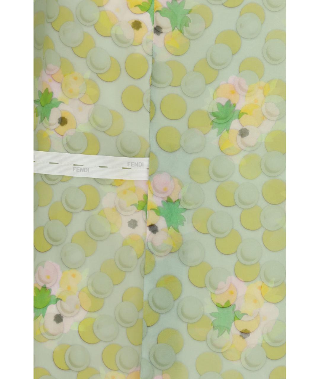 FENDI Зеленая шелковая юбка миди, фото 3