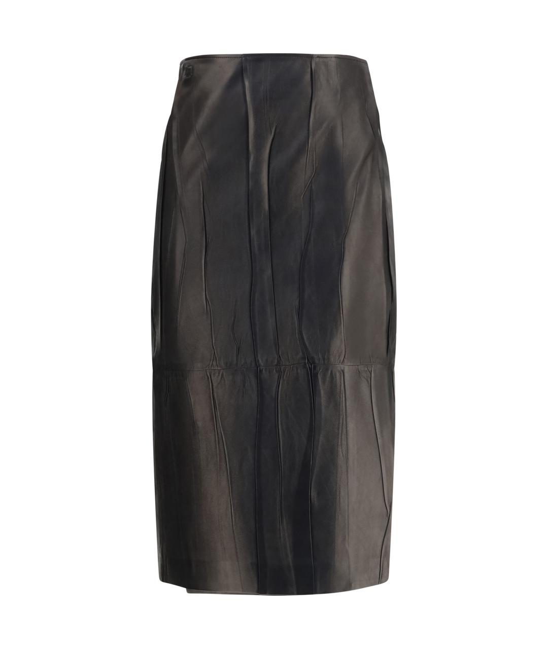 ERMANNO SCERVINO Черная кожаная юбка миди, фото 1