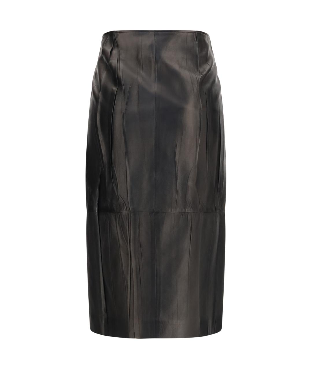 ERMANNO SCERVINO Черная кожаная юбка миди, фото 2