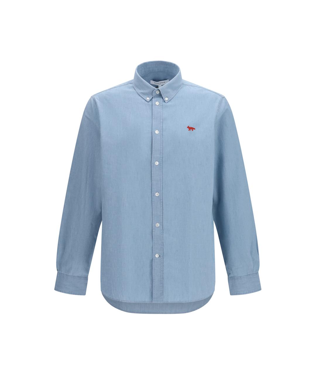 MAISON KITSUNE Голубая хлопковая классическая рубашка, фото 1