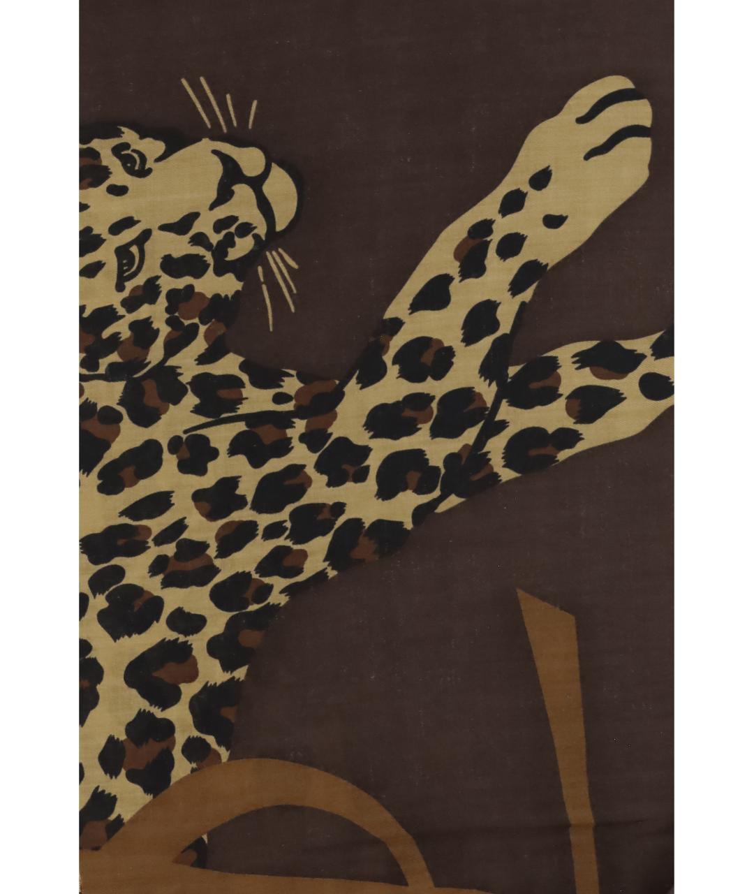 SAINT LAURENT Коричневый шерстяной шарф, фото 3