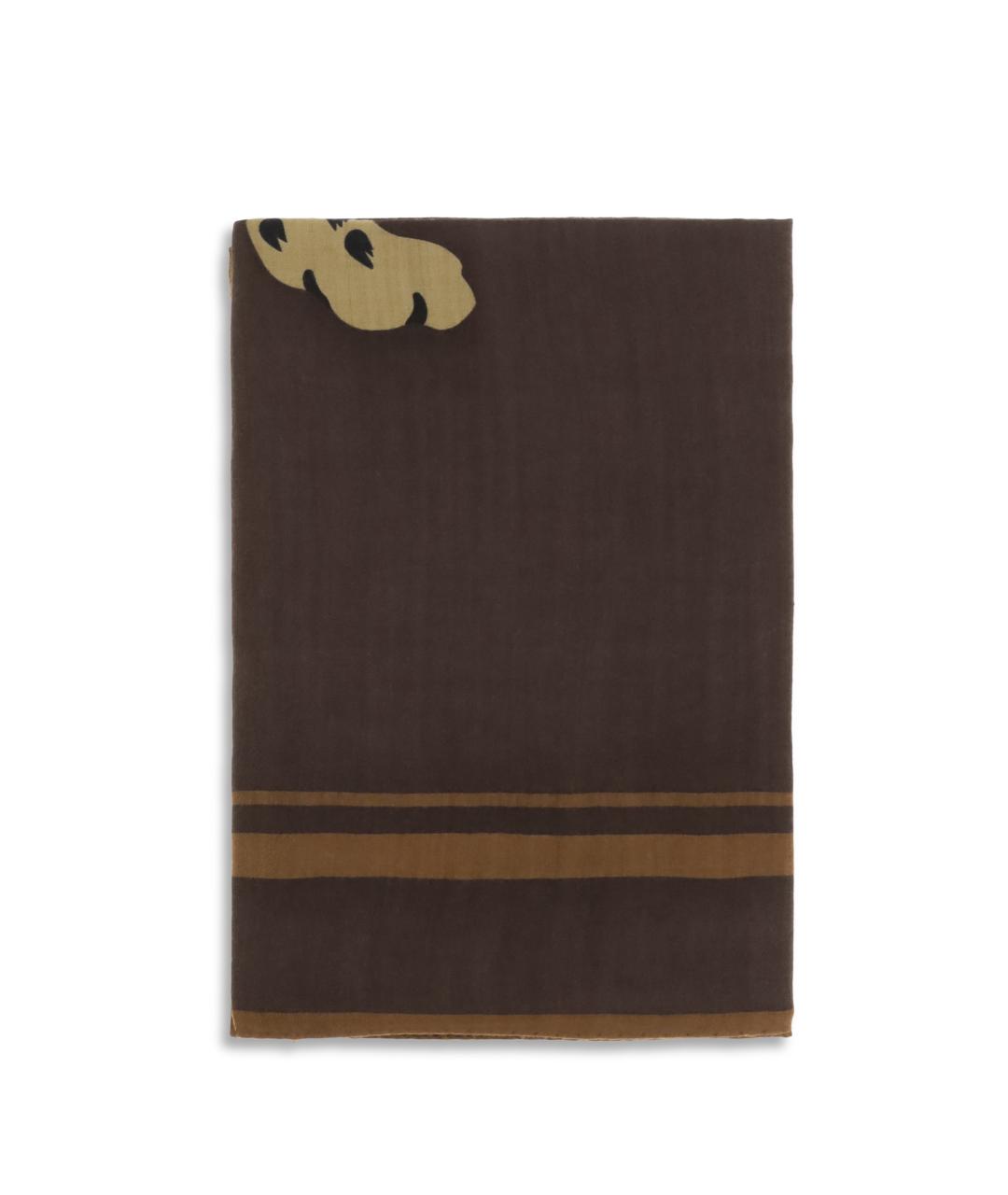 SAINT LAURENT Коричневый шерстяной шарф, фото 1
