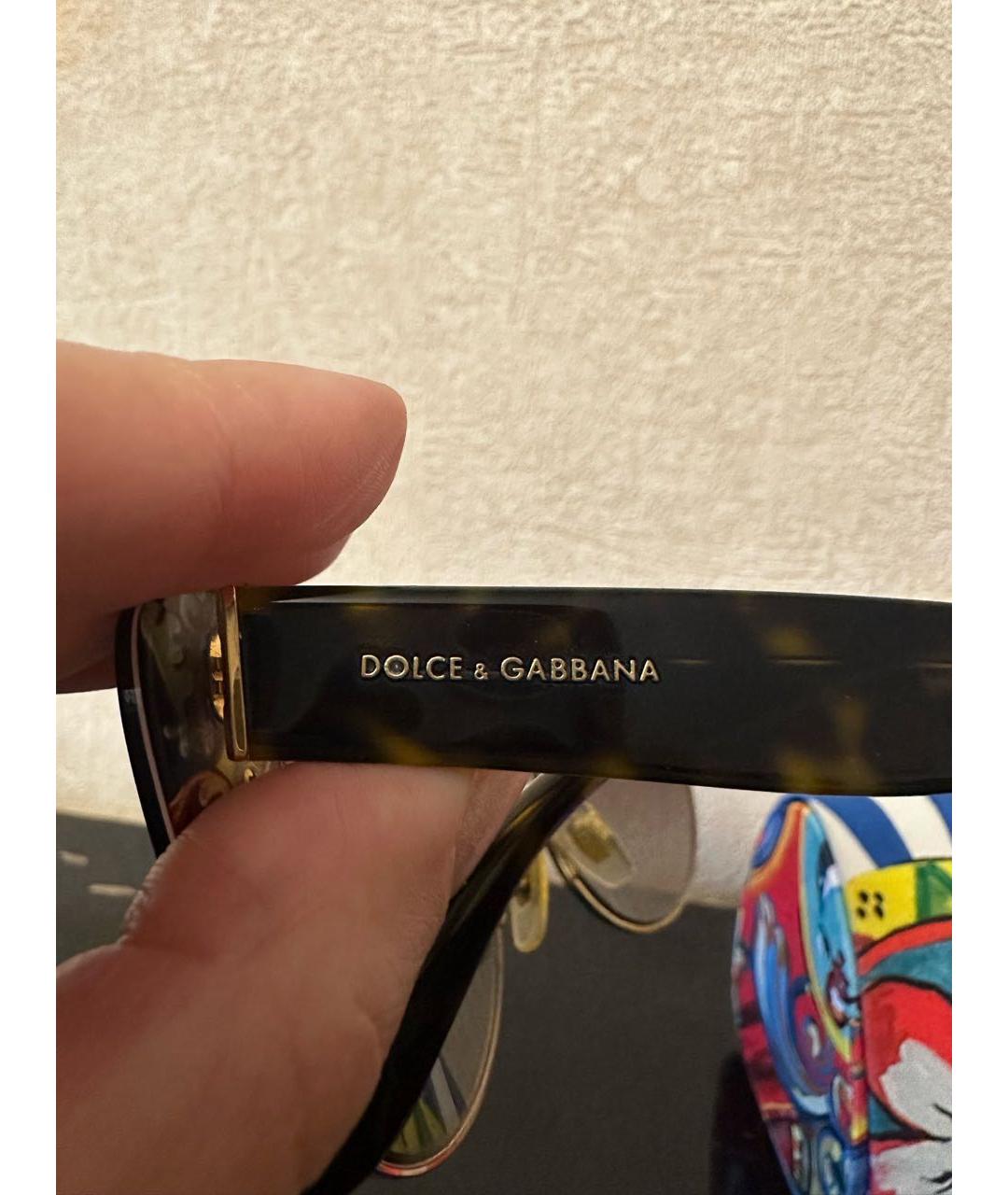 DOLCE&GABBANA Коричневые пластиковые солнцезащитные очки, фото 3