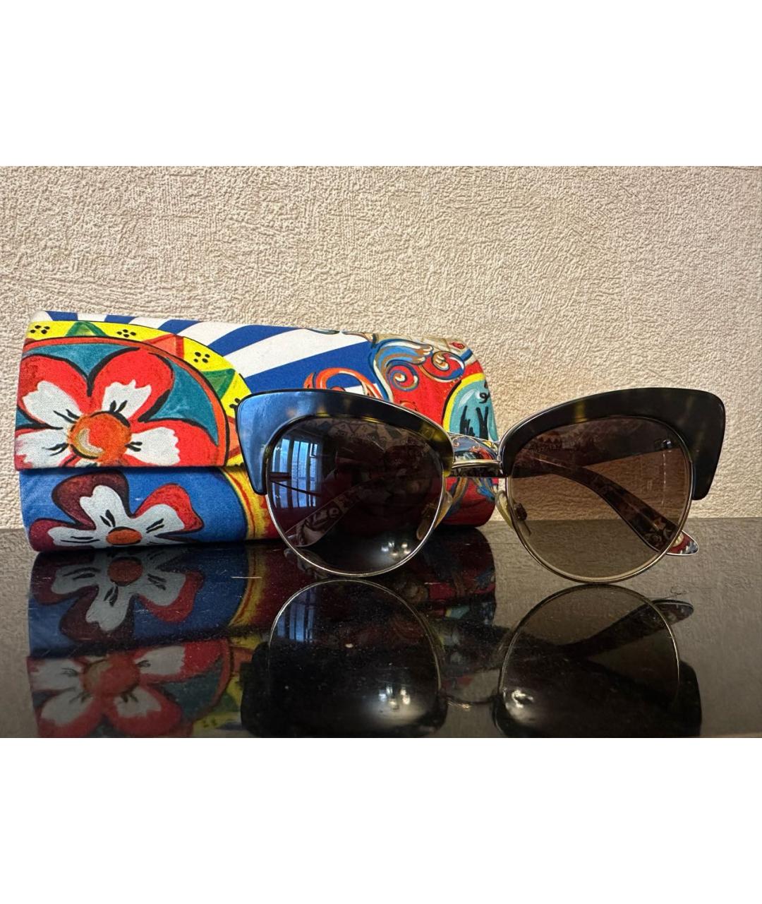 DOLCE&GABBANA Коричневые пластиковые солнцезащитные очки, фото 7