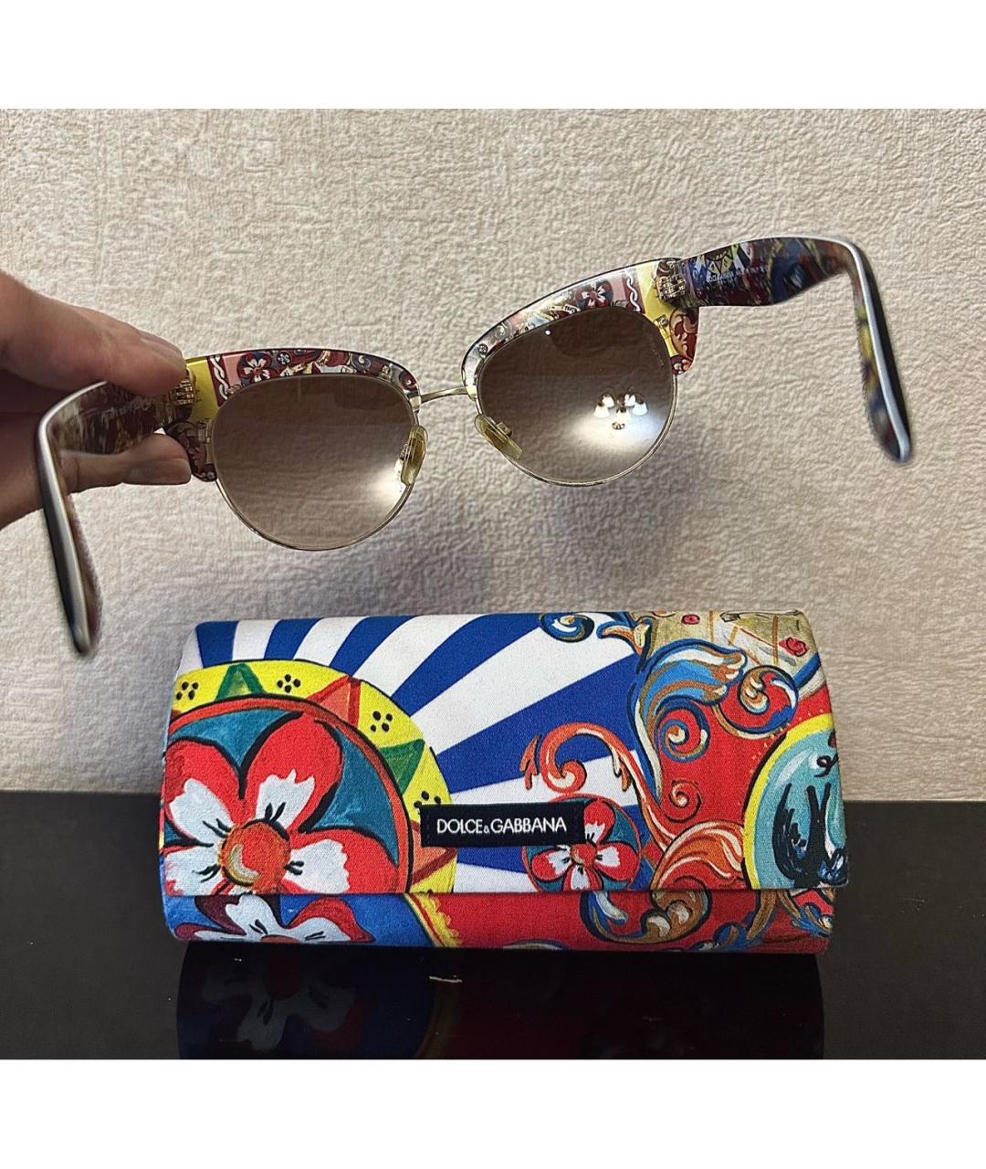 DOLCE&GABBANA Коричневые пластиковые солнцезащитные очки, фото 2