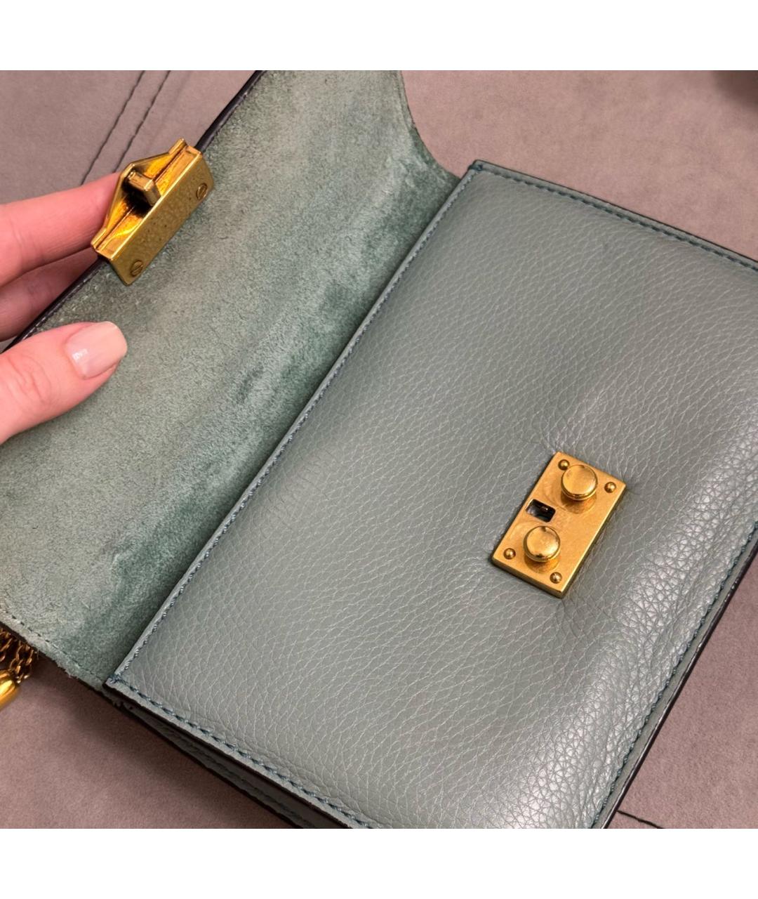 VALENTINO Бирюзовая кожаная сумка через плечо, фото 6