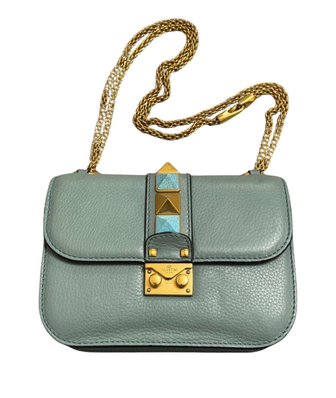 VALENTINO Бирюзовая кожаная сумка через плечо, фото 1