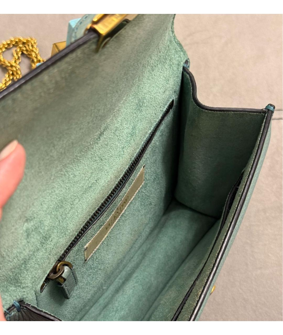 VALENTINO Бирюзовая кожаная сумка через плечо, фото 4