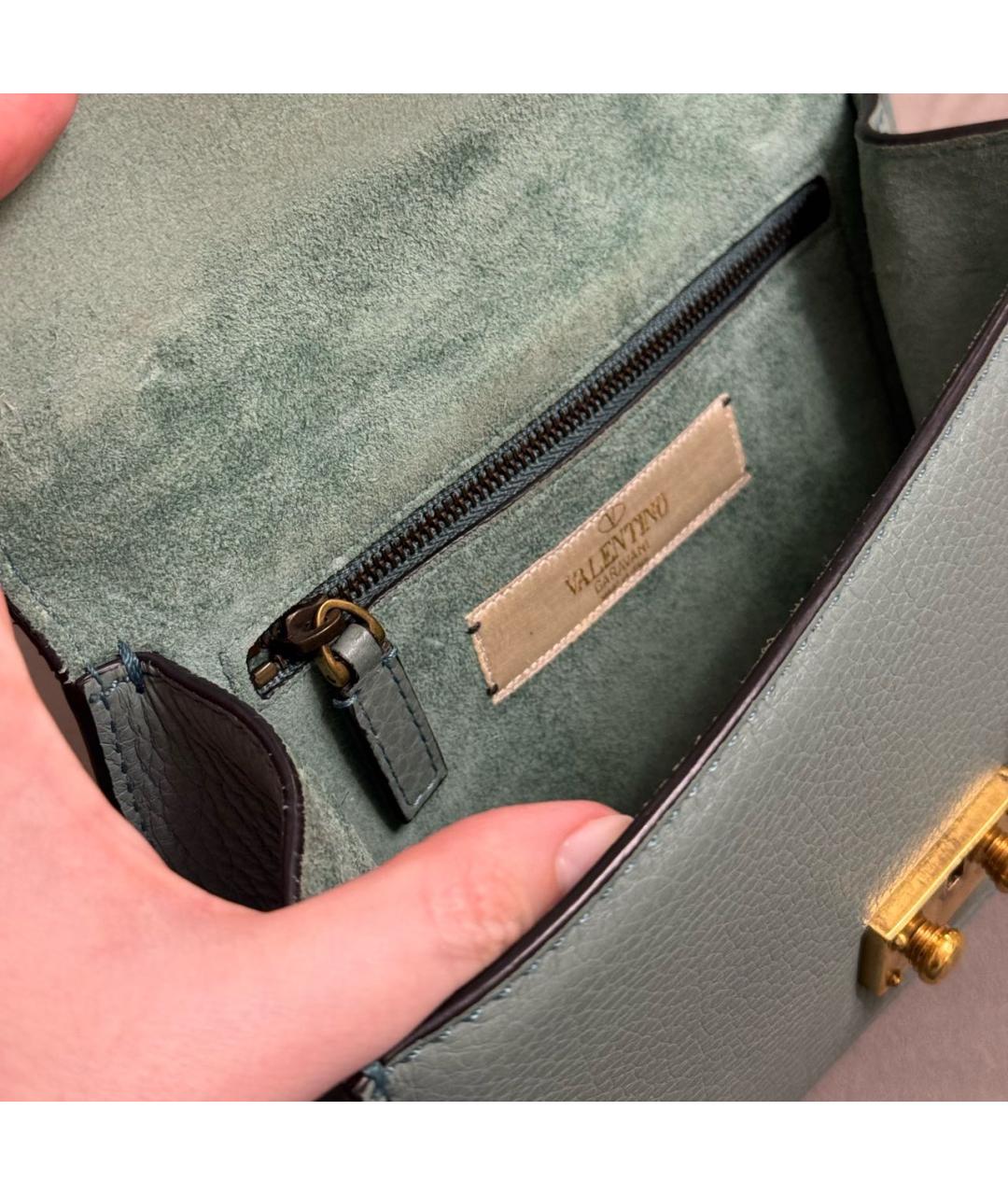 VALENTINO Бирюзовая кожаная сумка через плечо, фото 5