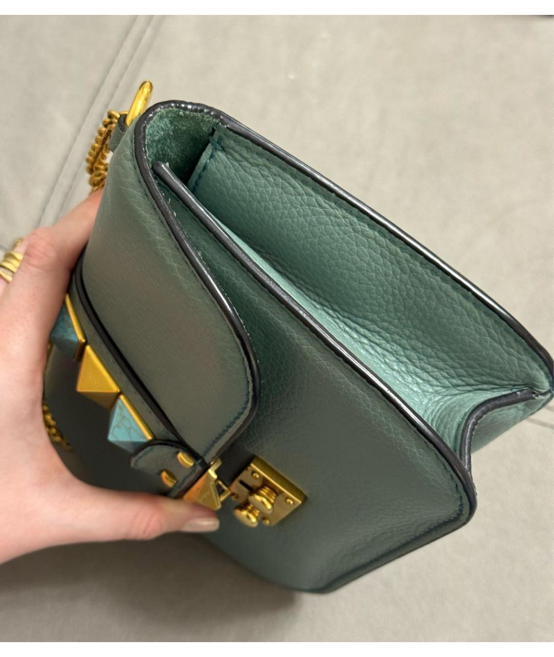 VALENTINO Бирюзовая кожаная сумка через плечо, фото 2