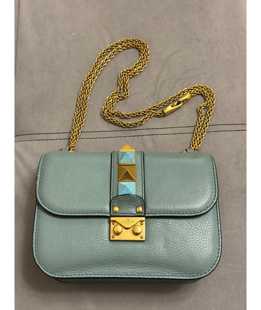 VALENTINO Бирюзовая кожаная сумка через плечо, фото 8