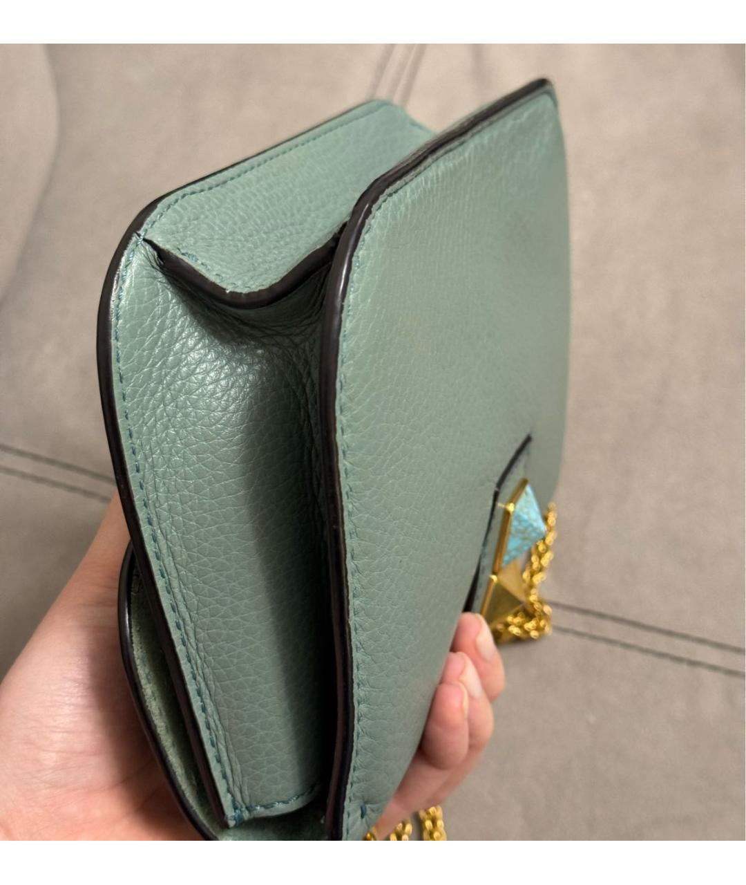 VALENTINO Бирюзовая кожаная сумка через плечо, фото 7