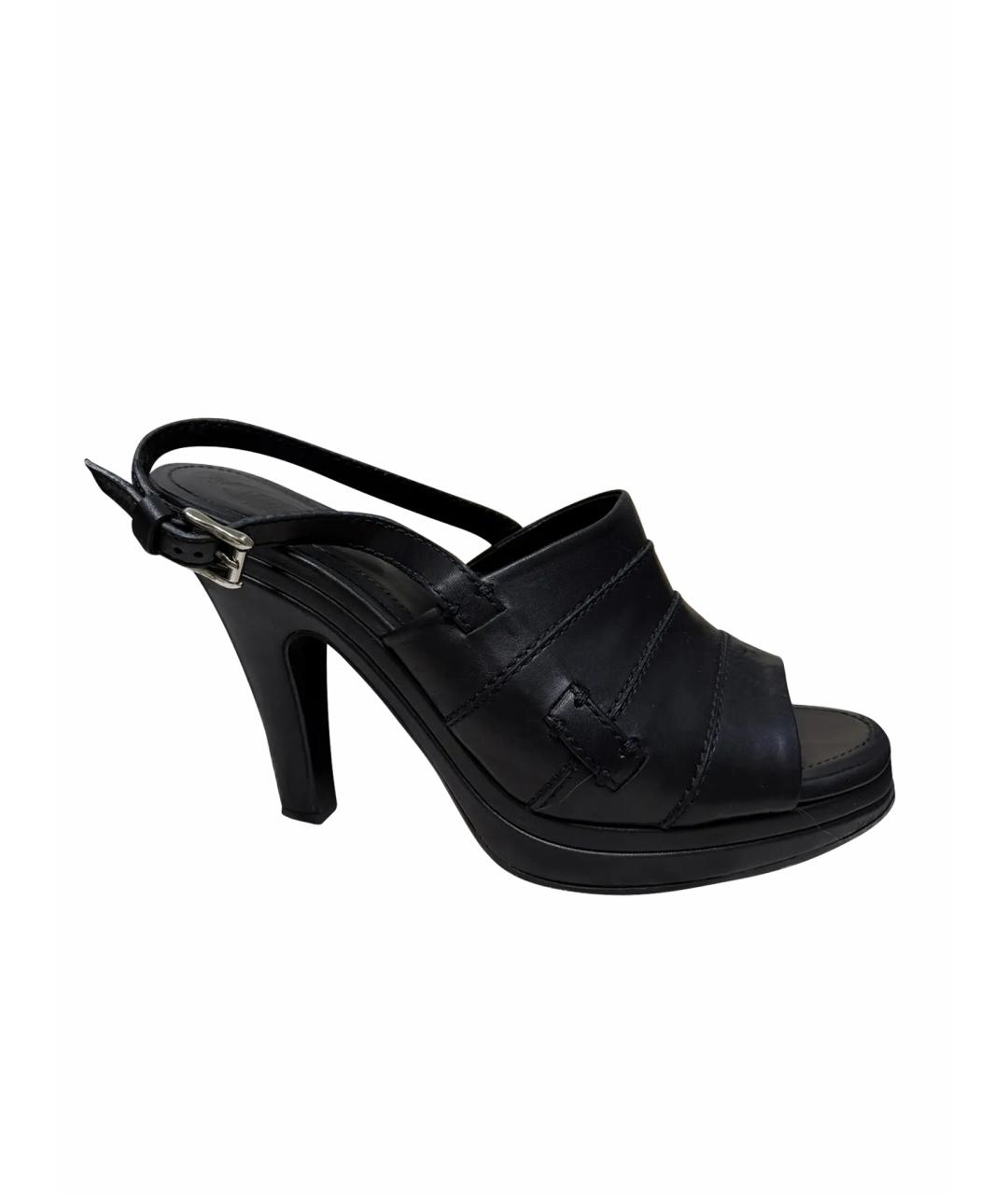 TOD'S Черные кожаные босоножки, фото 1