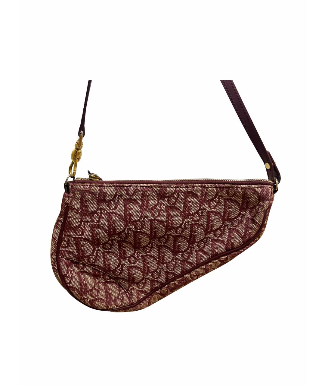 CHRISTIAN DIOR Бордовая жаккардовая сумка через плечо, фото 1
