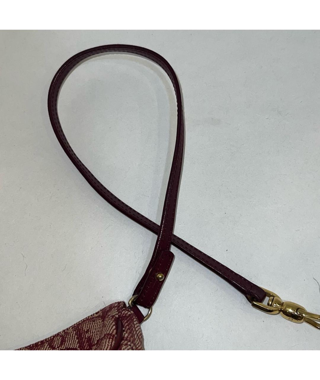 CHRISTIAN DIOR Бордовая жаккардовая сумка через плечо, фото 5