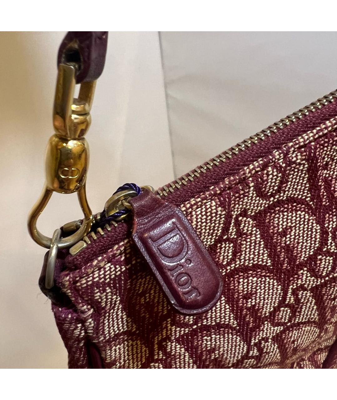 CHRISTIAN DIOR Бордовая жаккардовая сумка через плечо, фото 3