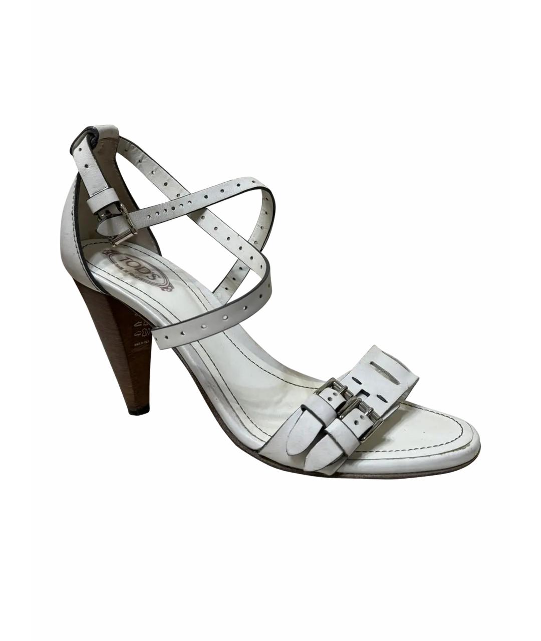 TOD'S Белые кожаные босоножки, фото 1