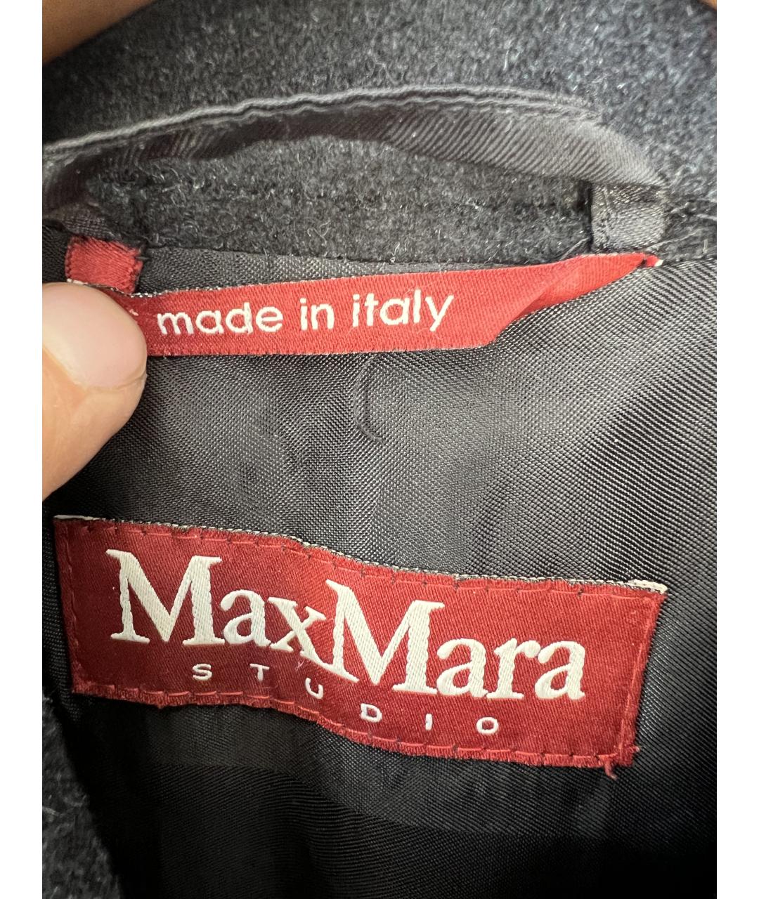 MAX MARA STUDIO Черное шерстяное пальто, фото 4