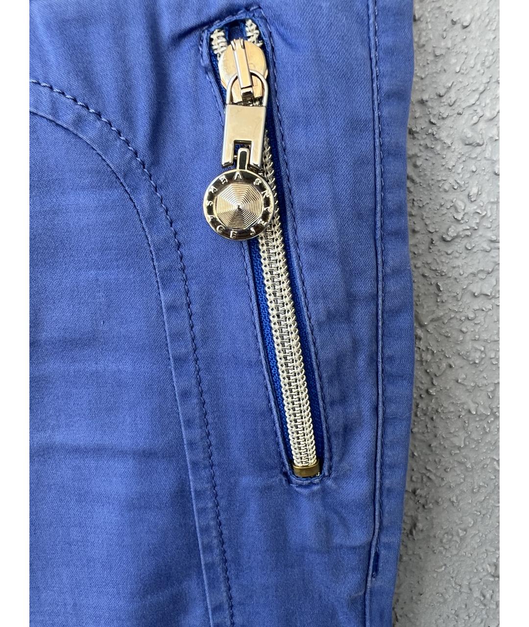 VERSACE Голубые хлопковые брюки узкие, фото 3