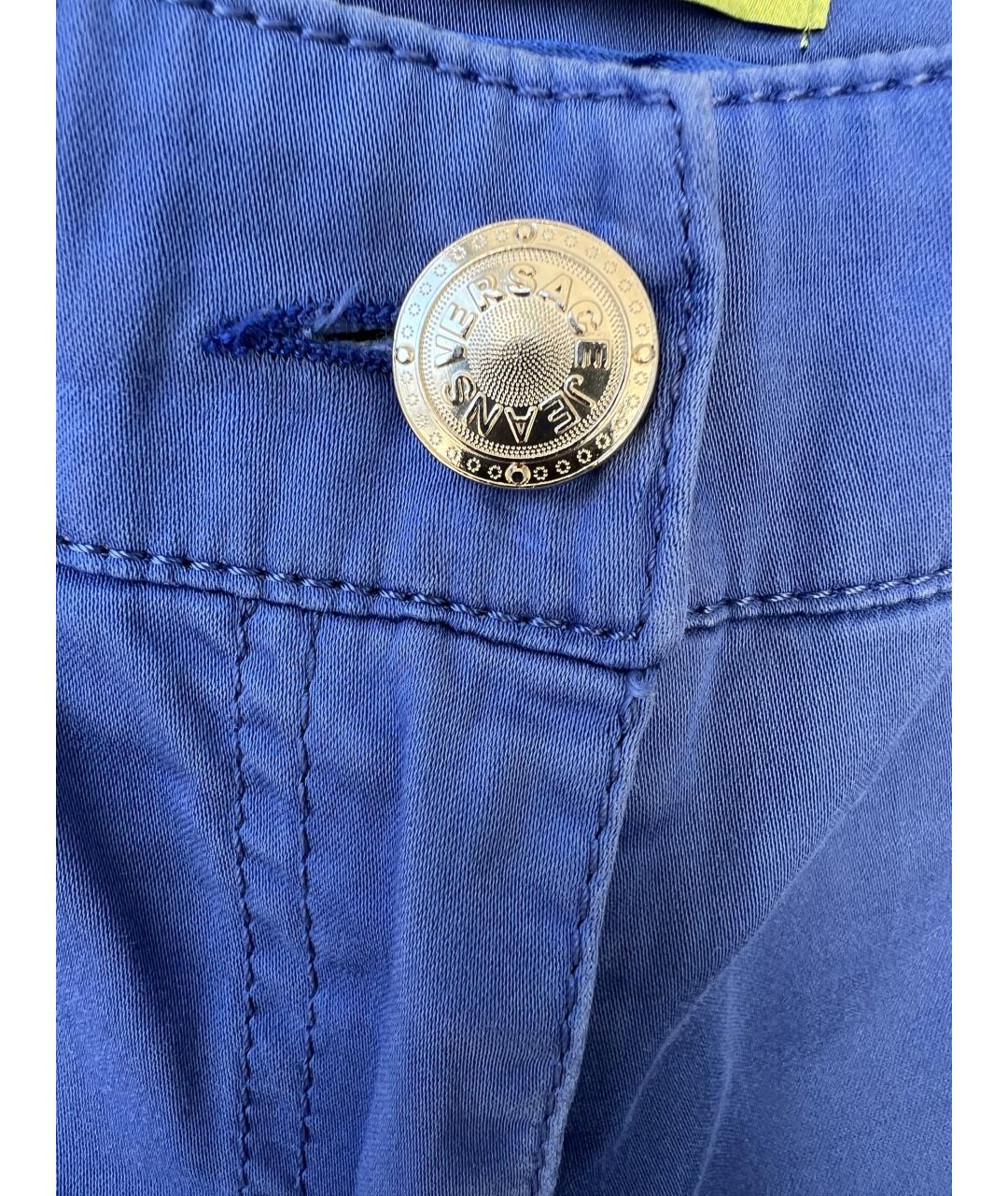 VERSACE Голубые хлопковые брюки узкие, фото 4