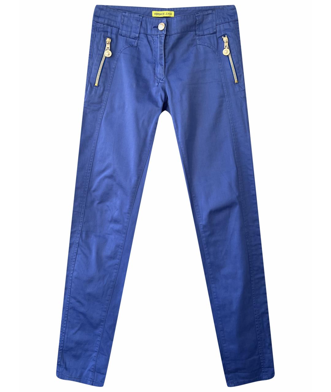 VERSACE Голубые хлопковые брюки узкие, фото 1