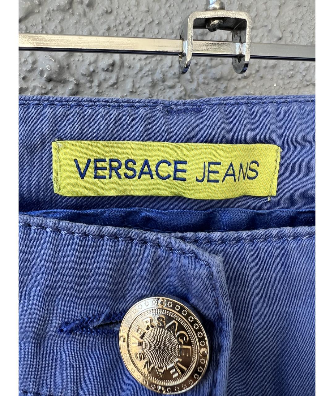 VERSACE Голубые хлопковые брюки узкие, фото 5
