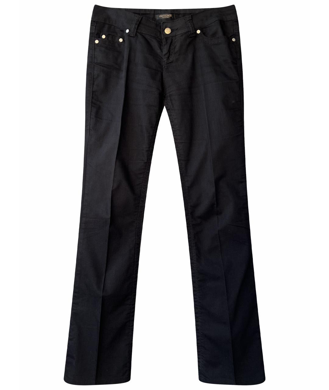 ROBERTO CAVALLI Черные хлопковые прямые брюки, фото 1