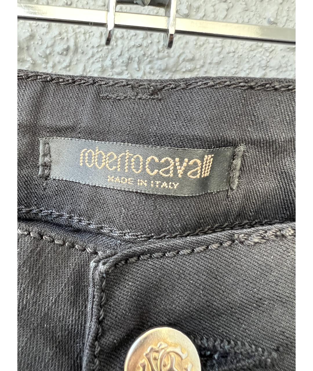 ROBERTO CAVALLI Черные хлопковые прямые брюки, фото 4