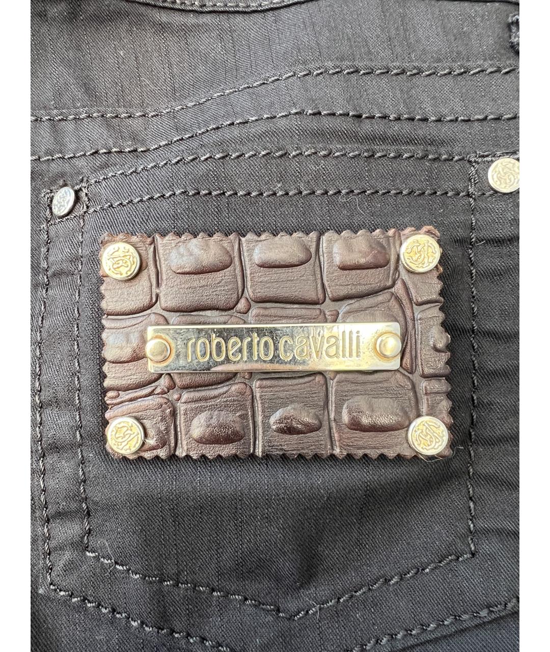 ROBERTO CAVALLI Черные хлопковые прямые брюки, фото 6