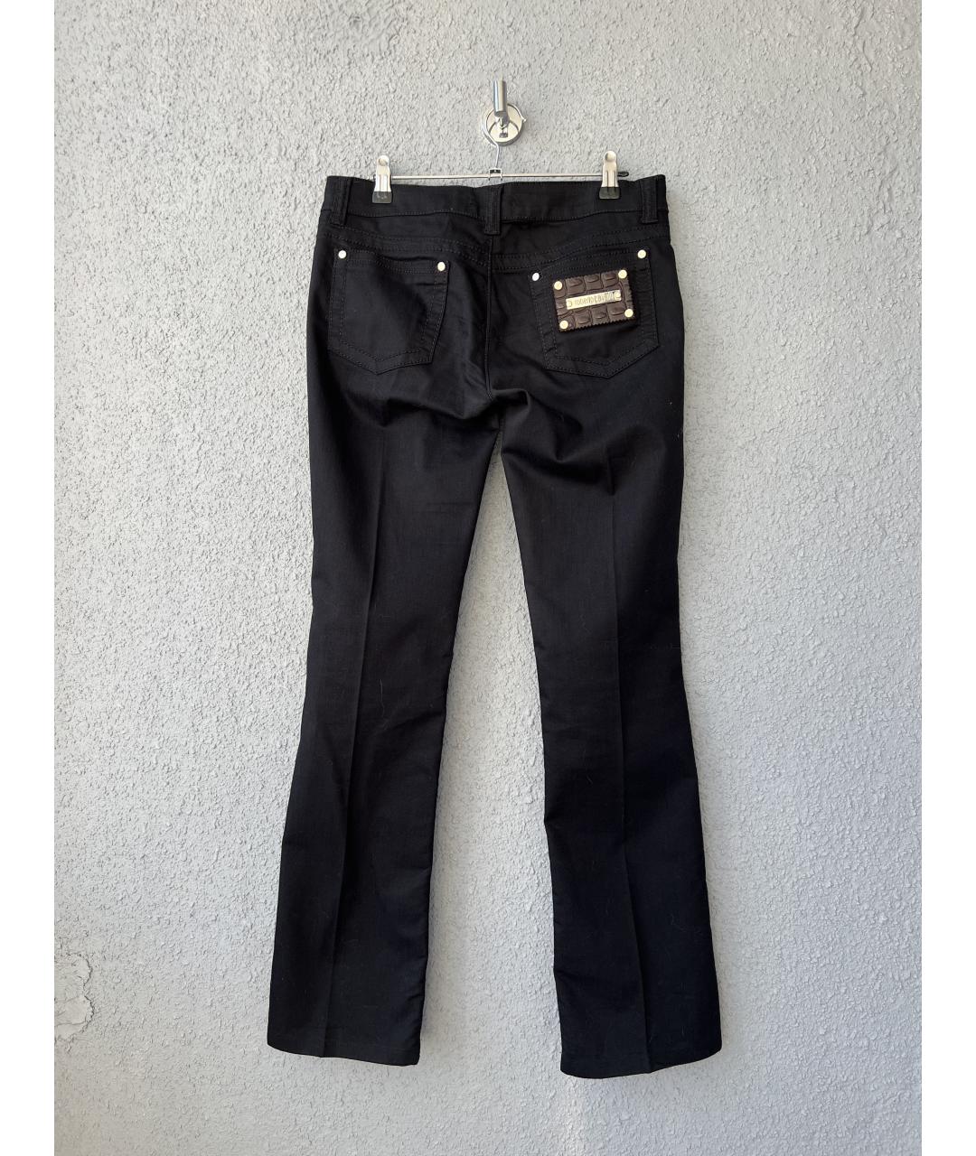 ROBERTO CAVALLI Черные хлопковые прямые брюки, фото 2