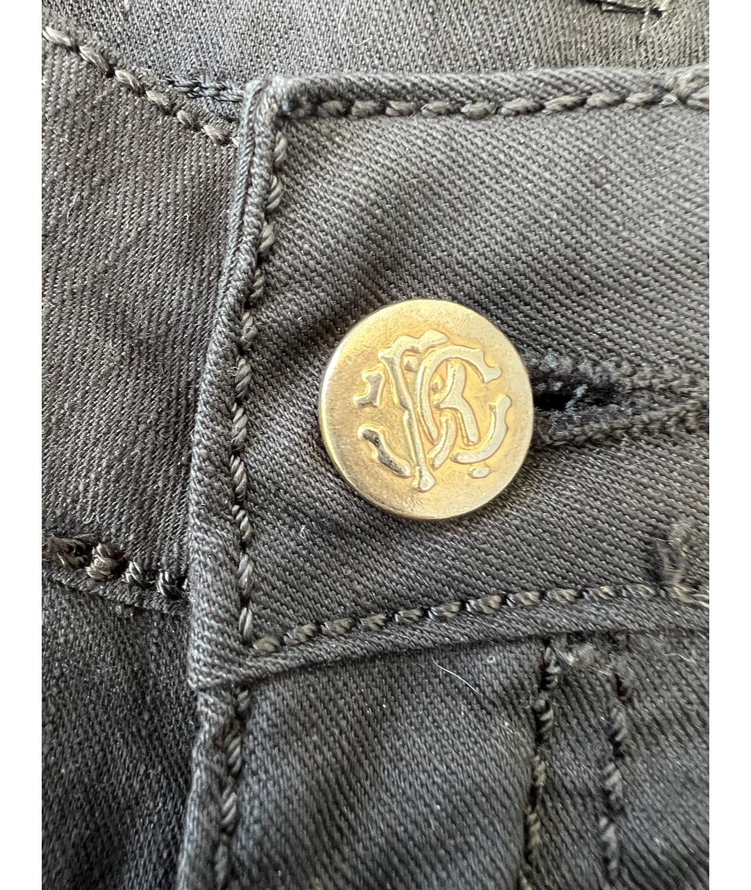 ROBERTO CAVALLI Черные хлопковые прямые брюки, фото 3