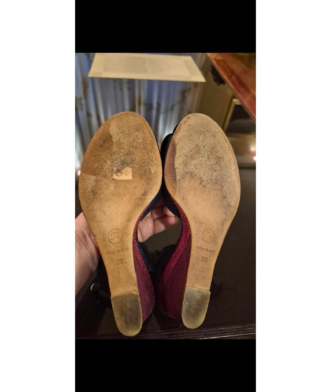 CHANEL Темно-синие кожаные босоножки, фото 6