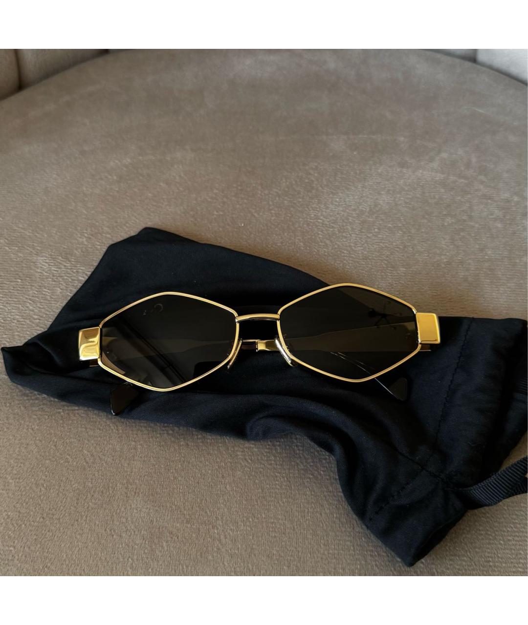 CELINE Золотые металлические солнцезащитные очки, фото 9
