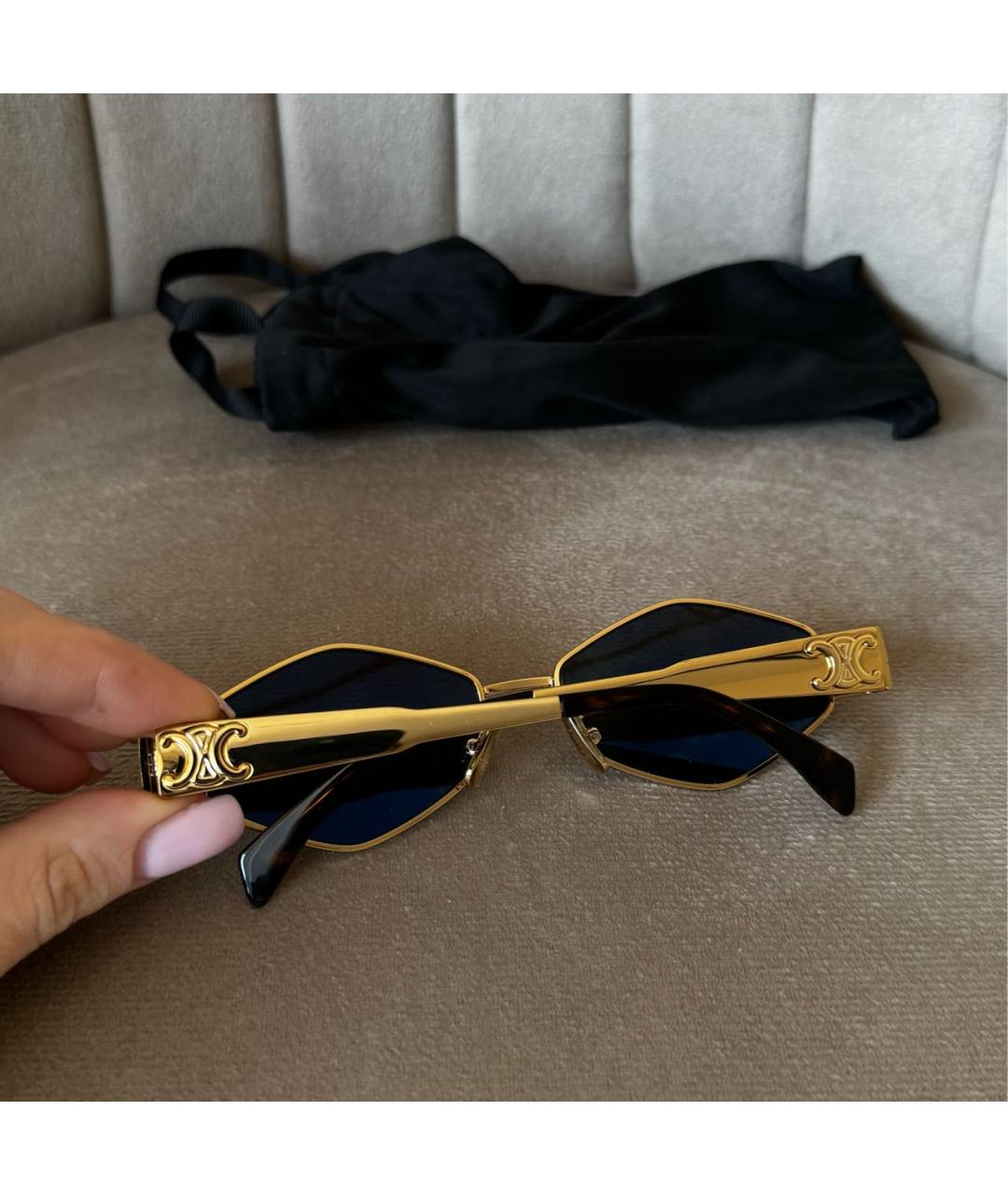 CELINE Золотые металлические солнцезащитные очки, фото 8