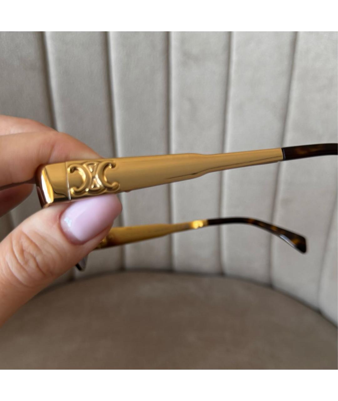 CELINE Золотые металлические солнцезащитные очки, фото 7