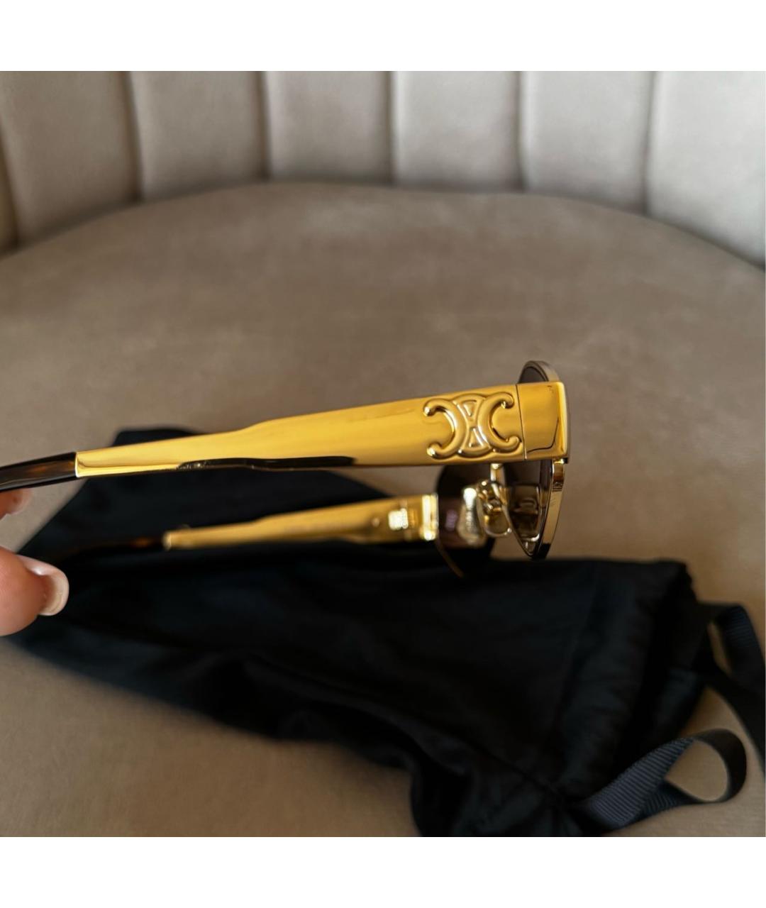 CELINE Золотые металлические солнцезащитные очки, фото 5