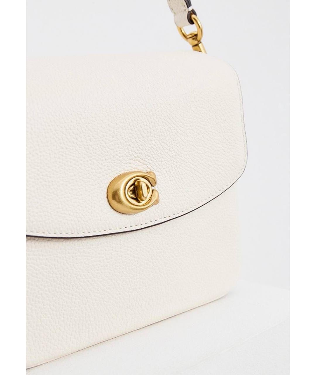 COACH Бежевая кожаная сумка с короткими ручками, фото 2